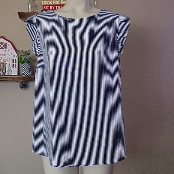 Monteau Tops - Blue and White Striped Tank
